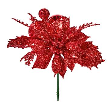 Premier Red Poinsettia Pick 18cm Assorted