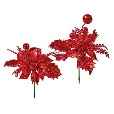 Premier Red Poinsettia Pick 18cm Assorted