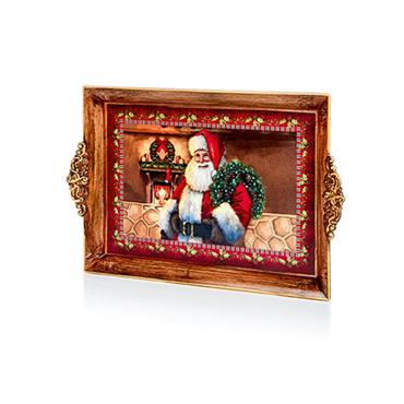 Premier Santa With Wreath Tray 39x25cm
