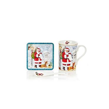 Premier Ceramic Santa Mug With Coaster And Spoon Gift Set 18cm