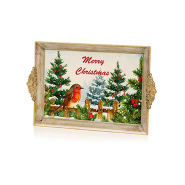 Premier Merry Christmas Robin Tray 39 X 25cm