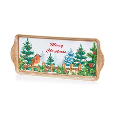 Premier Merry Christmas Robin Tray 38.5 X 16.5cm