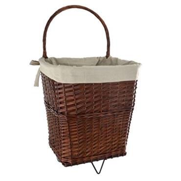 Wicker Firelog Cart With Wheels Large