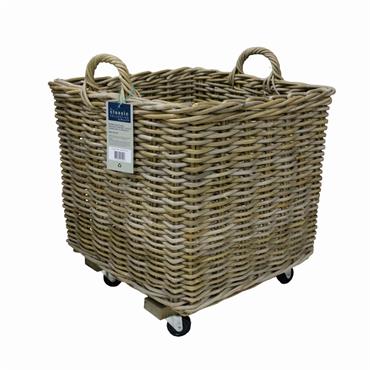 Premium Kubu Square Basket With Handle & Wheels Medium