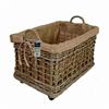 Kubu Grey Woven Lined Log Basket With Wheels & Handle Large