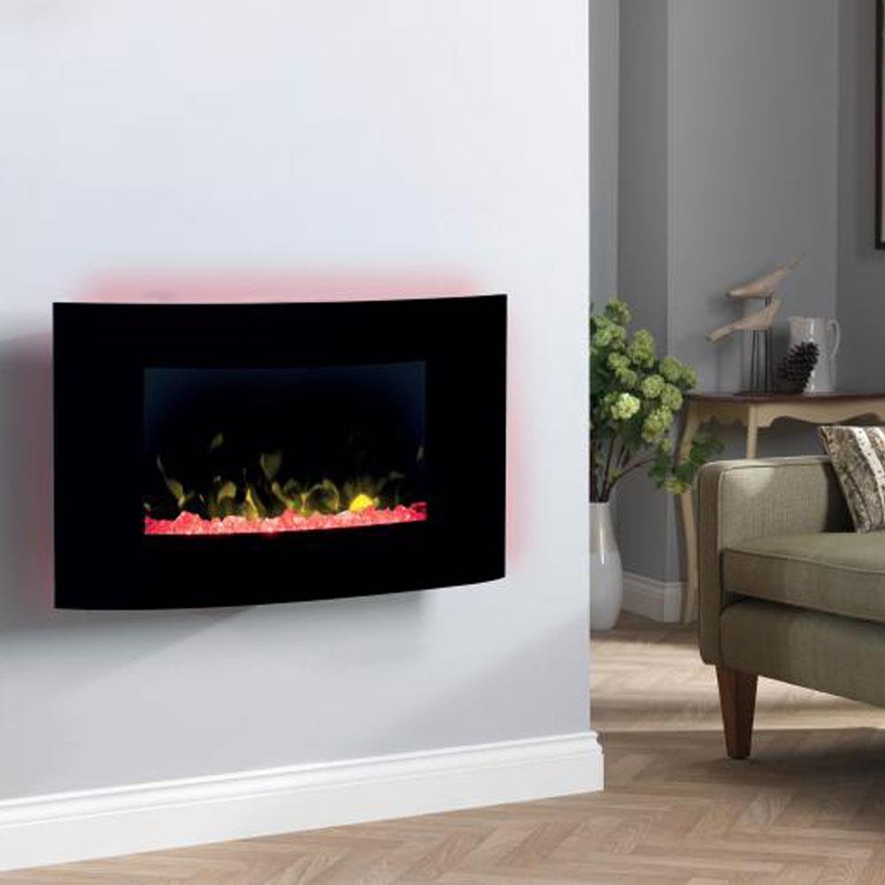 Dimplex Artesia Black Glass Wall Electric Fire 2Kw Stakelums Home