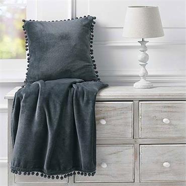 Walton & Co Cashmere Touch Fleece Throw Charcoal