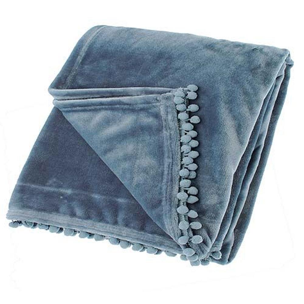 Walton & Co Cashmere Touch Fleece Throw Smoke Blue Stakelums Home