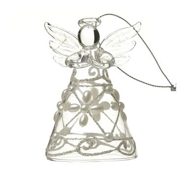 Glass Angel With Pearl & Glitter Design