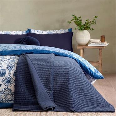 Velvet Pinsonic Navy Bedspread 220x220cm