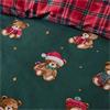 Christmas Tartan Teddy Bear Duvet Set Green Single