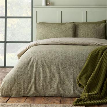 Brushed Herringbone Green Duvet Set King