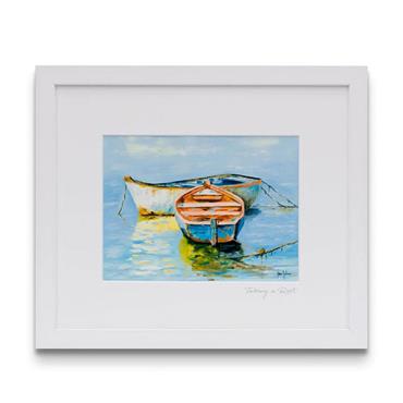 Taking A Rest White Framed Art Print 33x28cm