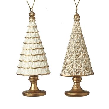 Gold Shimmer Resin Christmas Tree Decor Assorted