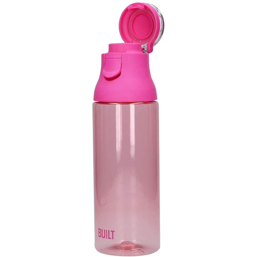 KitchenCraft Built Flip Top Plastic Bottle Pink Single Walled 700ml
