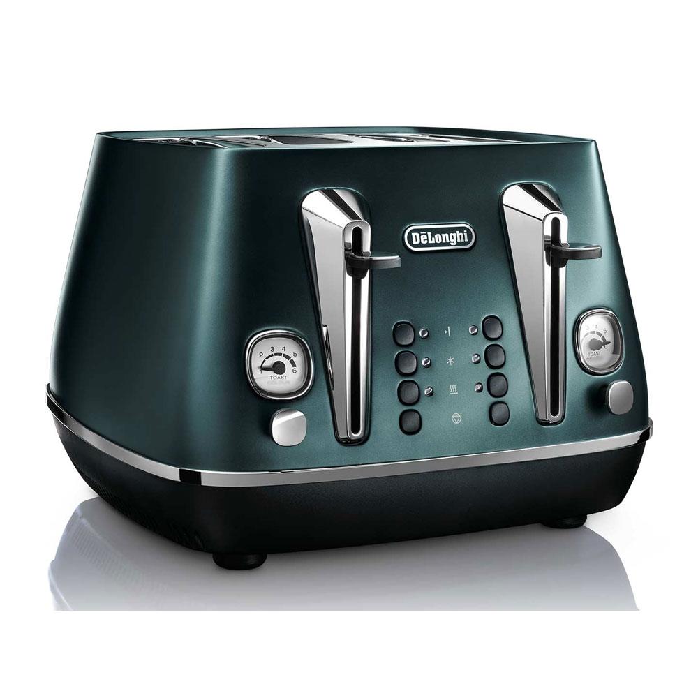 Delonghi Distinta Flair 4 Slice Toaster Matt Metallic Green Stakelums