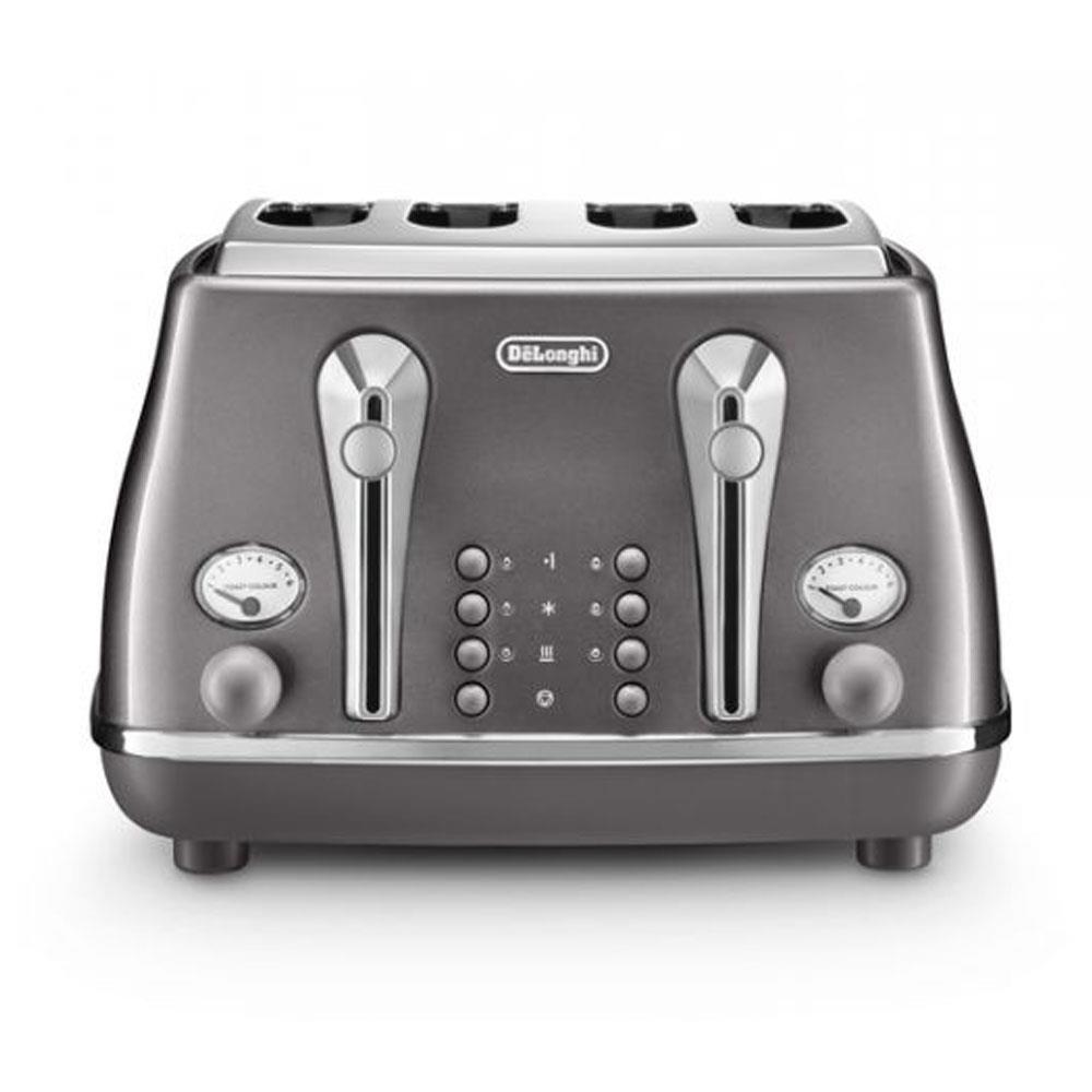 Delonghi Icona Metallics 4Slice Grey Toaster Stakelums Home
