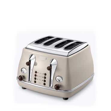 DeLonghi Vintage Icona 4 Slice Toaster Cream