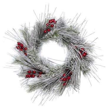 Frosty Wreath & Red Berries 80cm