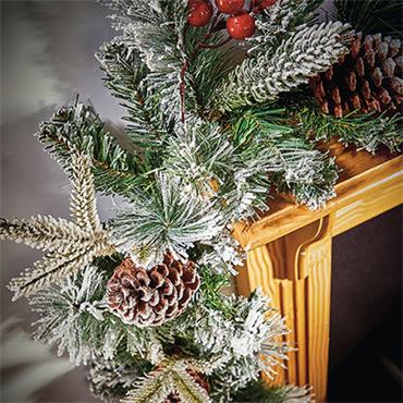 Premier Flocked Garland With Berries And Cones 2.7m