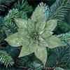Premier Green Glitter Poinsettia Clip On 22cm