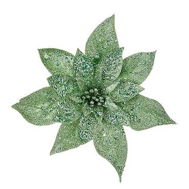 Premier Green Glitter Poinsettia Clip On 22cm