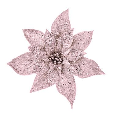 Premier Rose Glitter Poinsettia Clip On 22cm