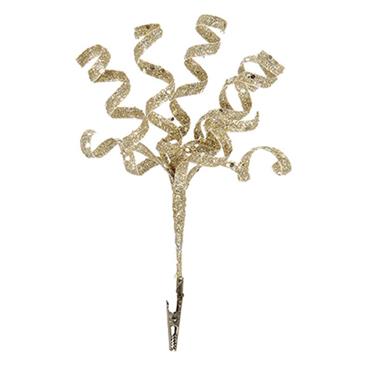 Premier Champagne Gold Glitter Spirals Clip On 20cm