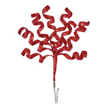 Premier Red Glitter Spirals Clip On 20cm