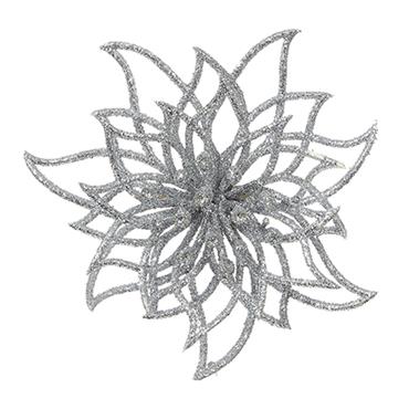 Premier Silver Glitter Cut Out Flower Clip On 14cm