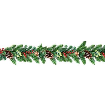 Premier Champagne Glitter Berry Garland With Cones 1.8m