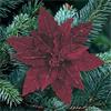 Premier Burgundy Velvet Poinsettia Glitter Clip On 31cm