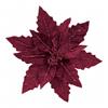 Premier Burgundy Velvet Poinsettia Glitter Clip On 31cm