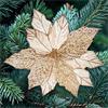 Premier Champagne Gold Glitter Leather Poinsettia Clip On 30cm