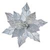 Premier Silver Glitter Poinsettia With Velvet Clip On 30cm