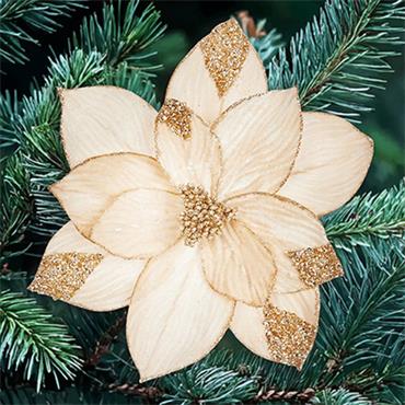 Premier Champagne Velvet Poinsettia Sequins Clip On 29cm