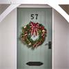 Premier Red Bow Wreath With Baubles And Cones 50cm