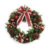 Premier Red Bow Wreath With Baubles And Cones 50cm
