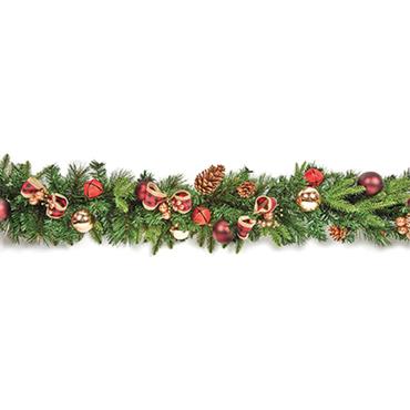 Premier Red Bow Garland With Baubles And Cones 1.8m