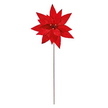 Premier Red Poinsettia Flower On Stem 60cm