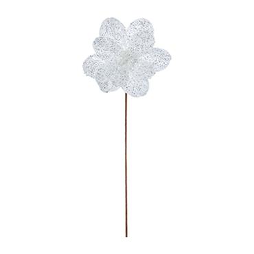 Premier White Beaded Sparkle Magnolia Flower On Stem 50cm