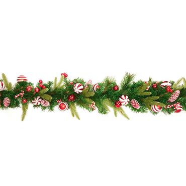 Premier Candy Cane Garland And Cones 1.8m