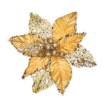 Premier Gold Poinsettia Clip On Pick 23cm