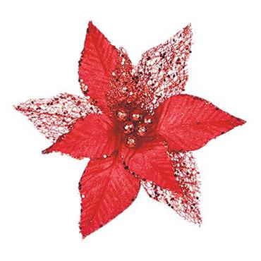 Premier Red Poinsettia Clip On Pick 23cm