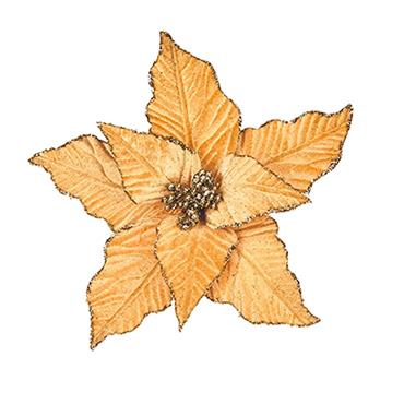 Premier Gold Poinsettia With Glitter Edging Clip On 22cm