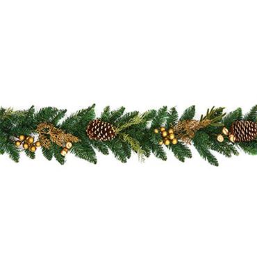 Premier Gold Leaf And Berry Garland 1.8m