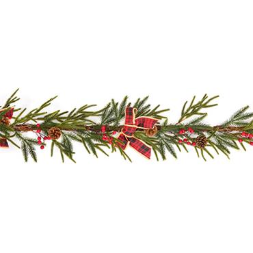 Premier Natural Touch Garland With Ribbon And Red Berry 1.8m