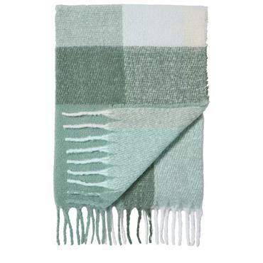 Faux Mohair Check Green Throw 130x170cm