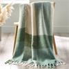 Faux Mohair Check Green Throw 130x170cm