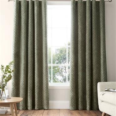 Attica Velvet Green Curtains Eyelet 90x90